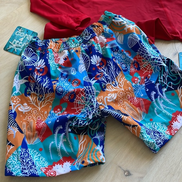 NWT CORAL & REEF BOYS SWIM TRUNKS & LS RASHGUARD * SZ5/6 - Picture 5 of 5